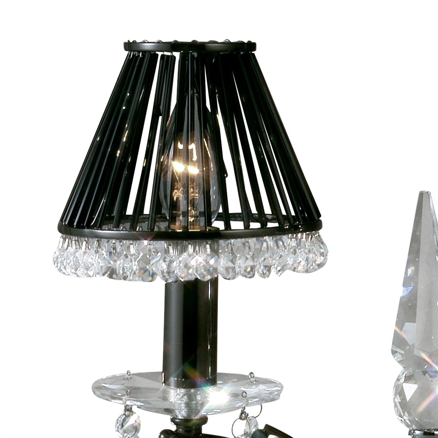 Diyas Tara Table Lamp 2 Light E14 Black Chrome/Crystal, NOT LED/CFL Compatible