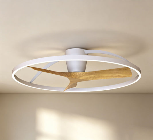 Nepal II 1m 44W LED Dimmable Light With Built-In 32W DC Reversible Fan, White/Wood Finish c/w Remote Control, 7700lm, 5yrs Warranty