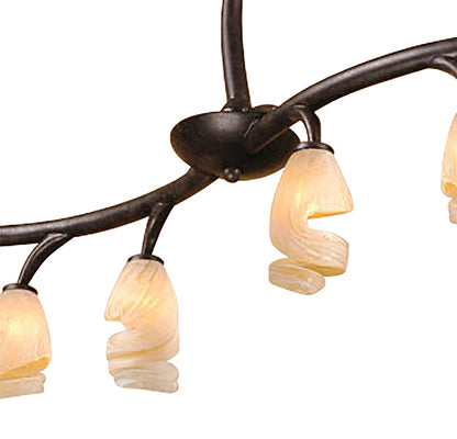 Mantra Forest Semi Ceililng 8 Light G9 Bar, Brown, Black Oxide
