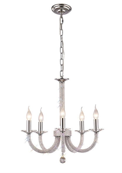 Diyas Elena 56cm  5 Light E14 Polished Chrome/Crystal Ceiling Pendant Light Fitting