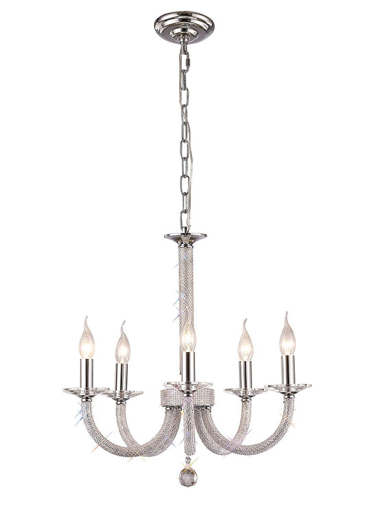 Diyas Elena 56cm  5 Light E14 Polished Chrome/Crystal Ceiling Pendant Light Fitting