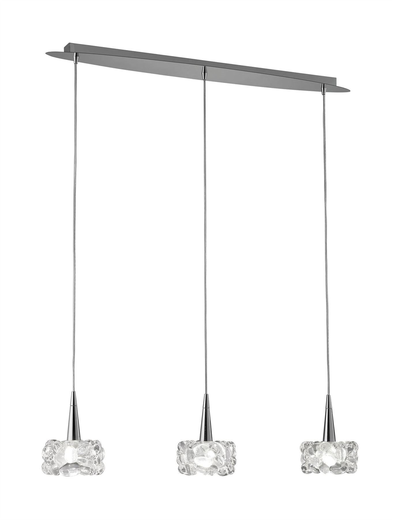 Mantra M3921 O2 Linear Pendant 3 Light G9 Line Small, Polished Chrome