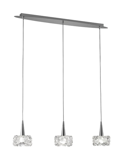 Mantra M3921 O2 Linear Pendant 3 Light G9 Line Small, Polished Chrome