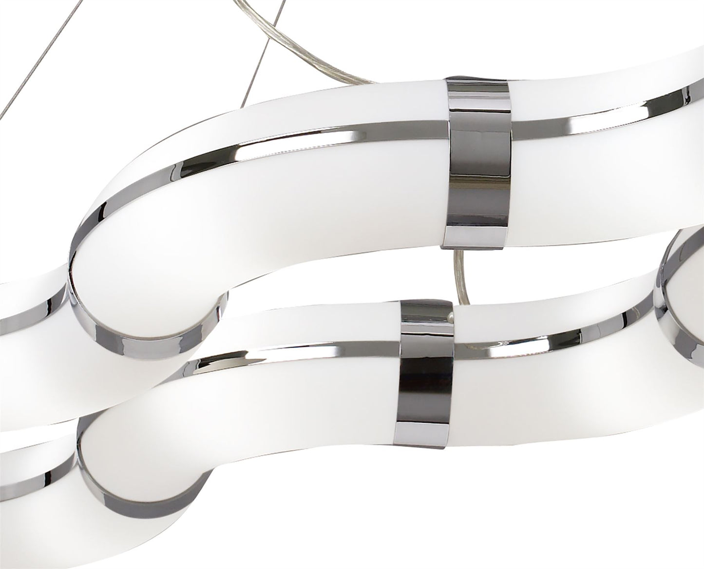 Mantra Guss Rectangular Pendant E27 12 Light E27 Curved Bar, Polished Chrome/White Acrylic, CFL Lamps INCLUDED