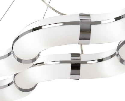 Mantra Guss Rectangular Pendant E27 12 Light E27 Curved Bar, Polished Chrome/White Acrylic, CFL Lamps INCLUDED