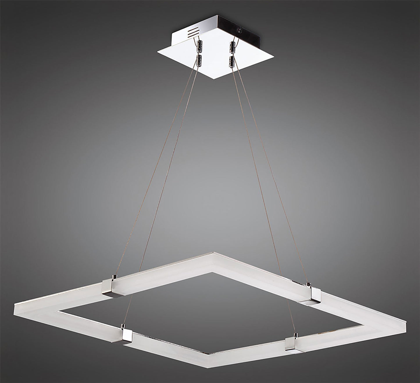 Mantra Fusion Taccia Taccía Pendant 28W LED Square 3000K, 2500lm, Polished Chrome/Frosted Acrylic, 3yrs Warranty