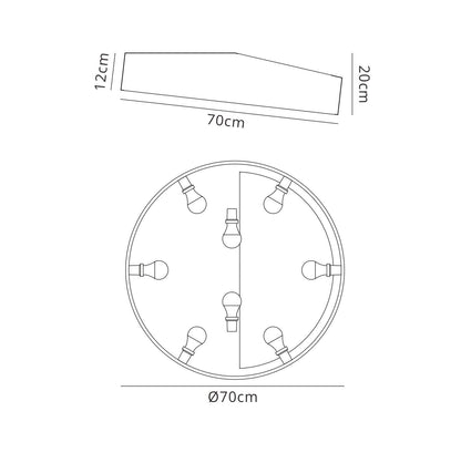Mantra M6164 Mini Ceiling 70cm Round, 8 x E27 (Max 20W), White - M6164 Ceiling