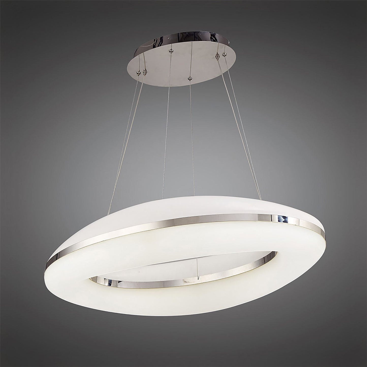 Mantra M4900 Oakley Oval Pendant 80W LED 3000K, 6400lm, Polished Chrome/Frosted Acrylic, 3yrs Warranty