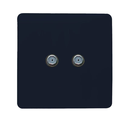 Trendi Switch 2 Gang Male F-Type Satellite Television Socket in Navy