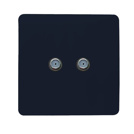 Trendi Switch 2 Gang Male F-Type Satellite Television Socket in Navy