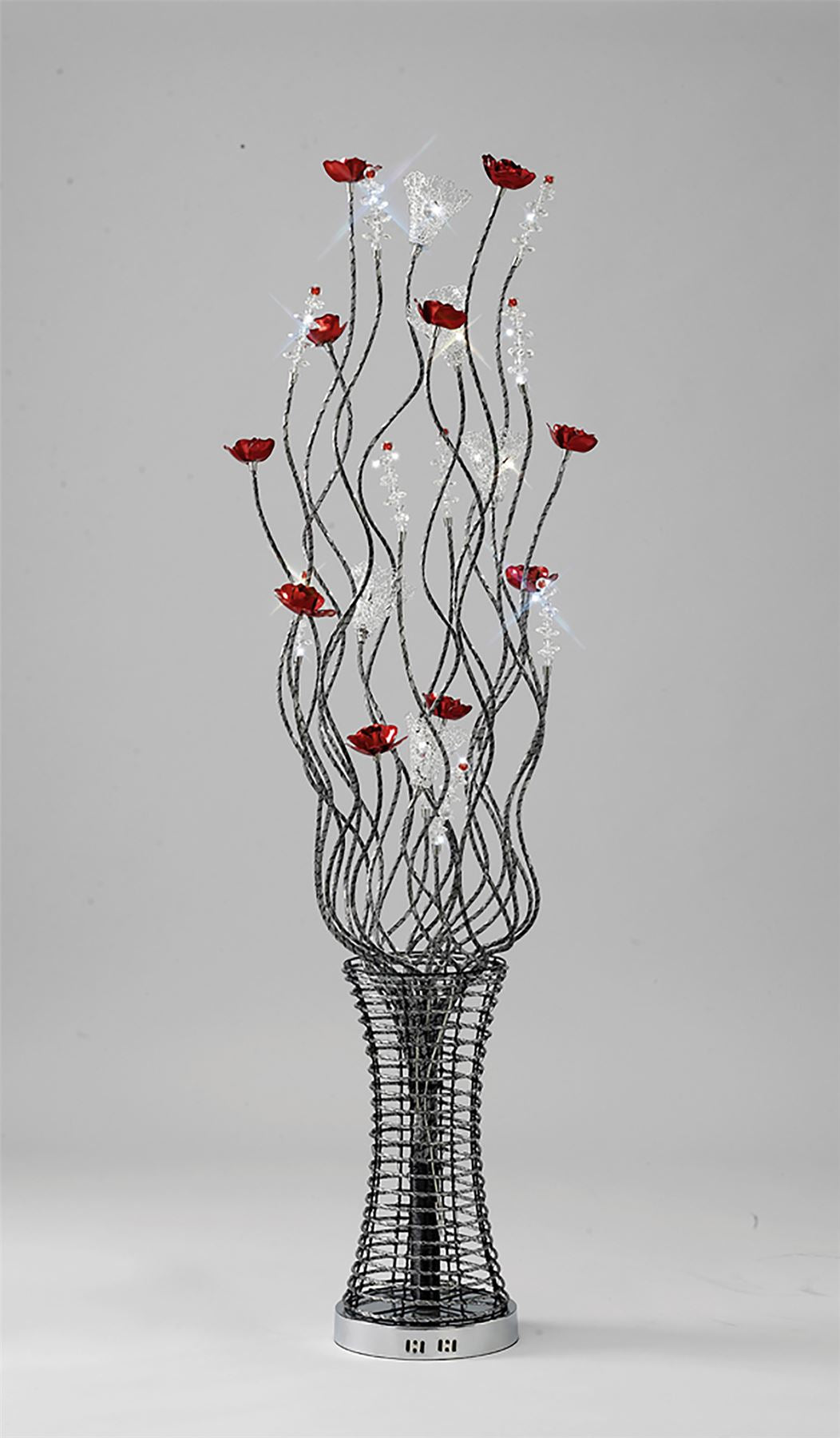 Diyas Home Rouge Aluminium (DH) Rouge Floor Lamp 7 Light G4 Black/Red/Chrome/Crystal, NOT LED/CFL Compatible