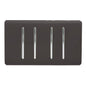 Trendi Artistic Modern Glossy 4 Gang 2 Way Rocker Double Plate Tactile Light Switch Dark Brown