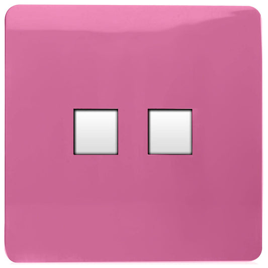 Trendi Artistic Modern Glossy Tactile Telephone Socket + Cat 5e&Cat 6 RJ45 PC Socket Pink