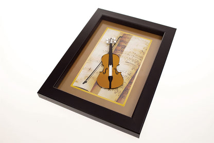 Diyas Home Crystal Wall Art (DH) Melody Violin Black Frame Black, Clear Crystal Framed