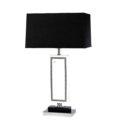 Diyas Home (DH) Linea Table Lamp Rectangle 1 Light E27 with Black Shade Polished Chrome/ Black/Crystal