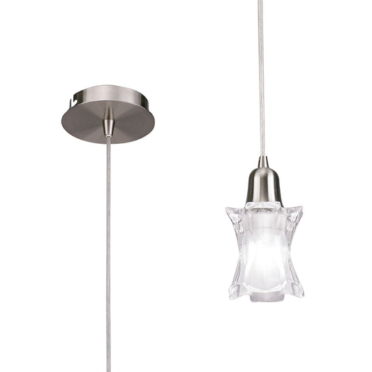 Mantra Alaska GU10 11cm Square Pendant 1 Light L1/SGU10, Satin Nickel, CFL Lamps INCLUDED