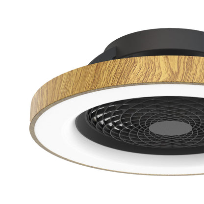 Tibet 65cm 70W LED Dimmable Ceiling Light With 35W DC Reversible Fan Remote, APP & Alexa/Google Voice, 3900lm, Wood Effect/Black, 5yrs Warranty