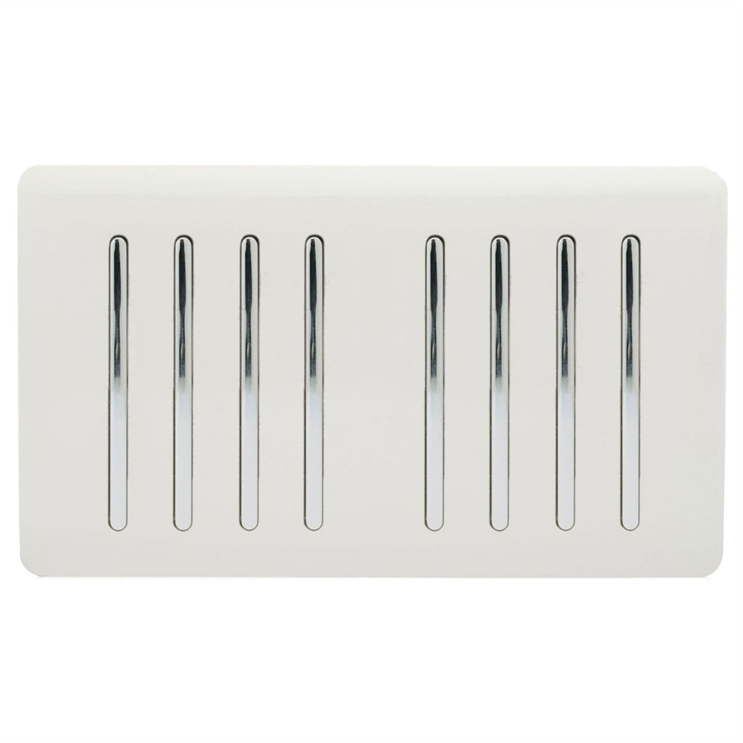 Trendi 8 Gang 2 Way Rocker Black Double Plate Light Switch in White - ART-SS88WH