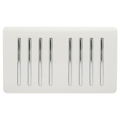 Trendi 8 Gang 2 Way Rocker Black Double Plate Light Switch in White - ART-SS88WH