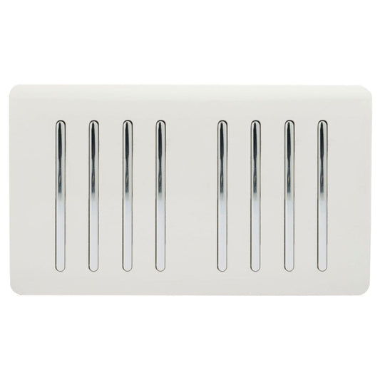 Trendi 8 Gang 2 Way Rocker Black Double Plate Light Switch in White - ART-SS88WH