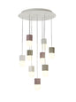 Mantra Galaxia 60cm Pendant Square, 9 Light E27, White/Grey/Red Cement, White Base & Cable