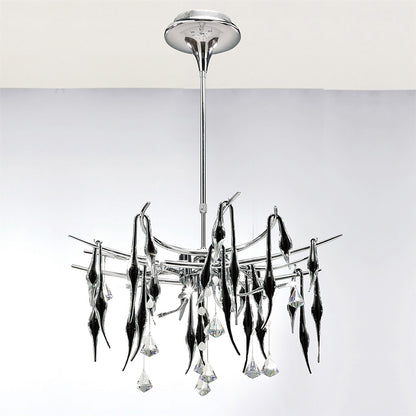 Diyas Cygnet  11 Light G4 Polished Chrome/Black Glass/Crystal, NOT LED/CFL Compatible Ceiling Pendant Light Fitting