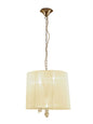 Mantra Tiffany 50cm Pendant 3+3 Light E14+G9, French Gold with Cream Shade & Clear Crystal