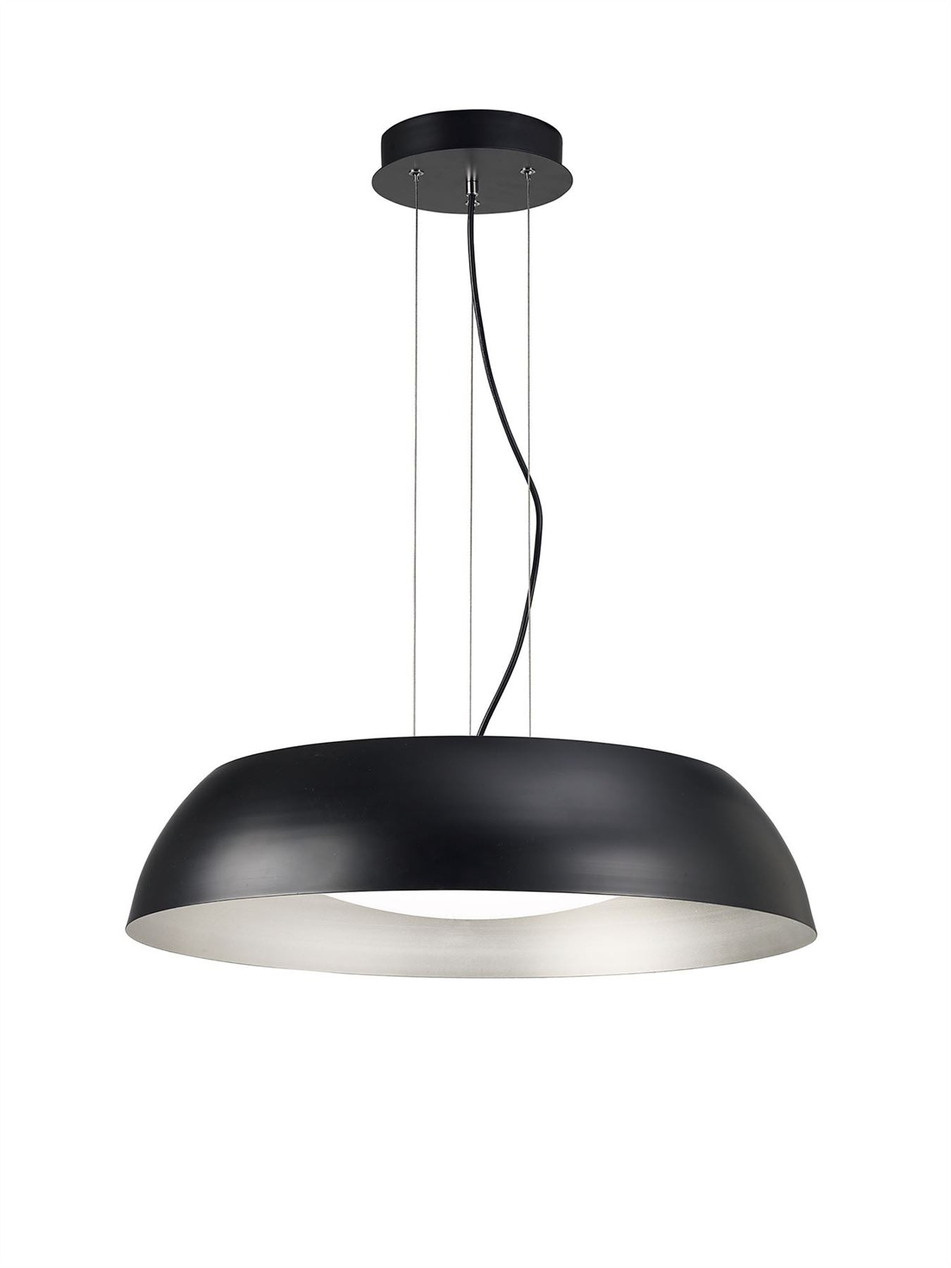 Mantra M4843 Argenta Pendant Large 30W LED 3000K, 3000lm, Matt Black/Silver/White Acrylic, 3yrs Warranty