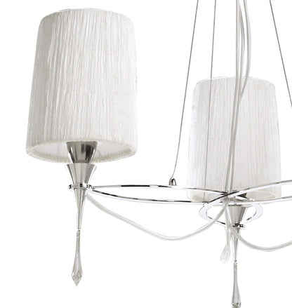 Mantra Lucca 65cm Pendant 3 Light E27, Polished Chrome with White Shades & Clear Crystal
