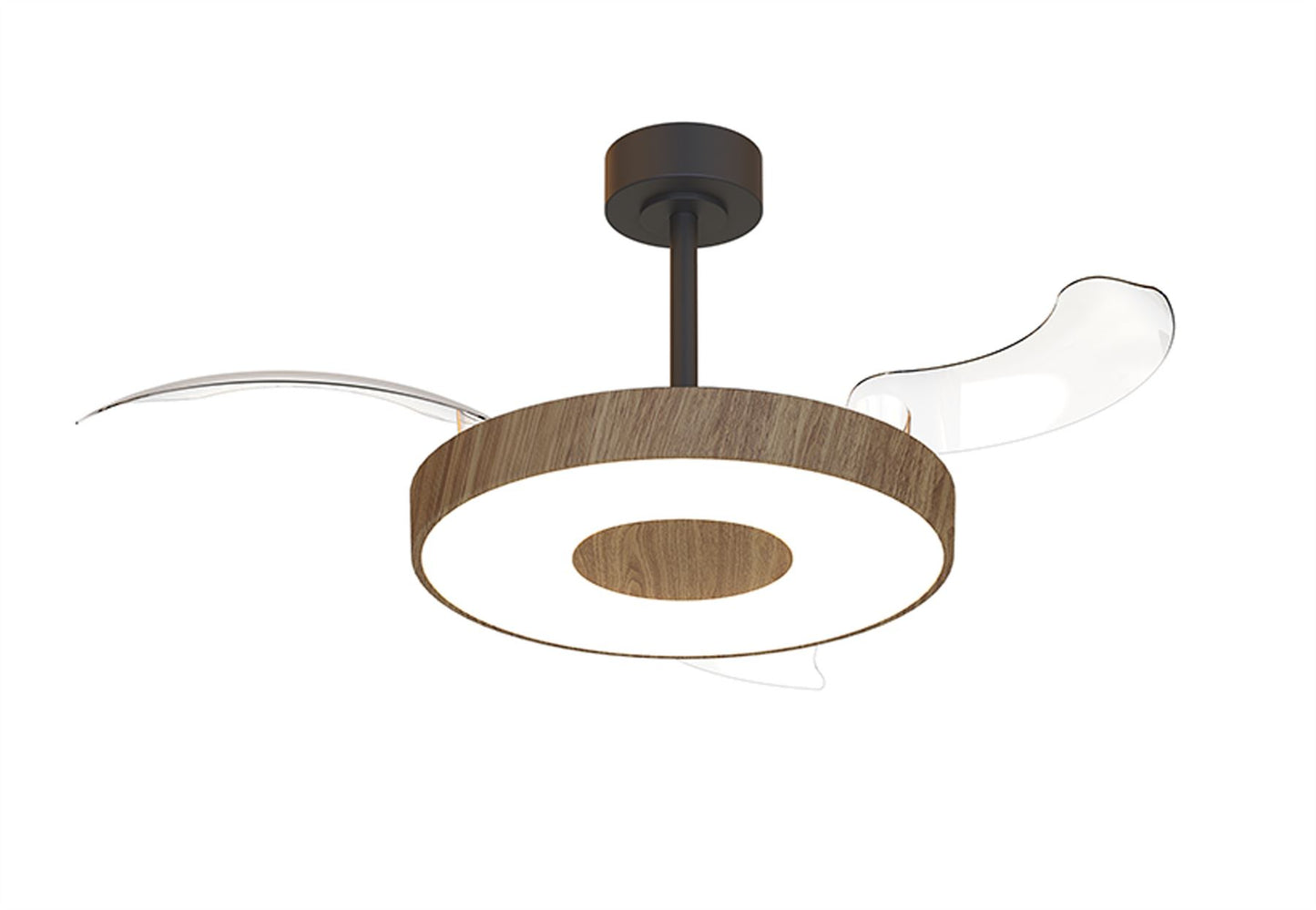 Coin Fan M 49cm 40W LED Dimmable Ceiling With Built-In 30W DC Fan, 3000-5000K Remote, APP, Alexa & Google Voice Control, 6400lm, Walnut/Black
