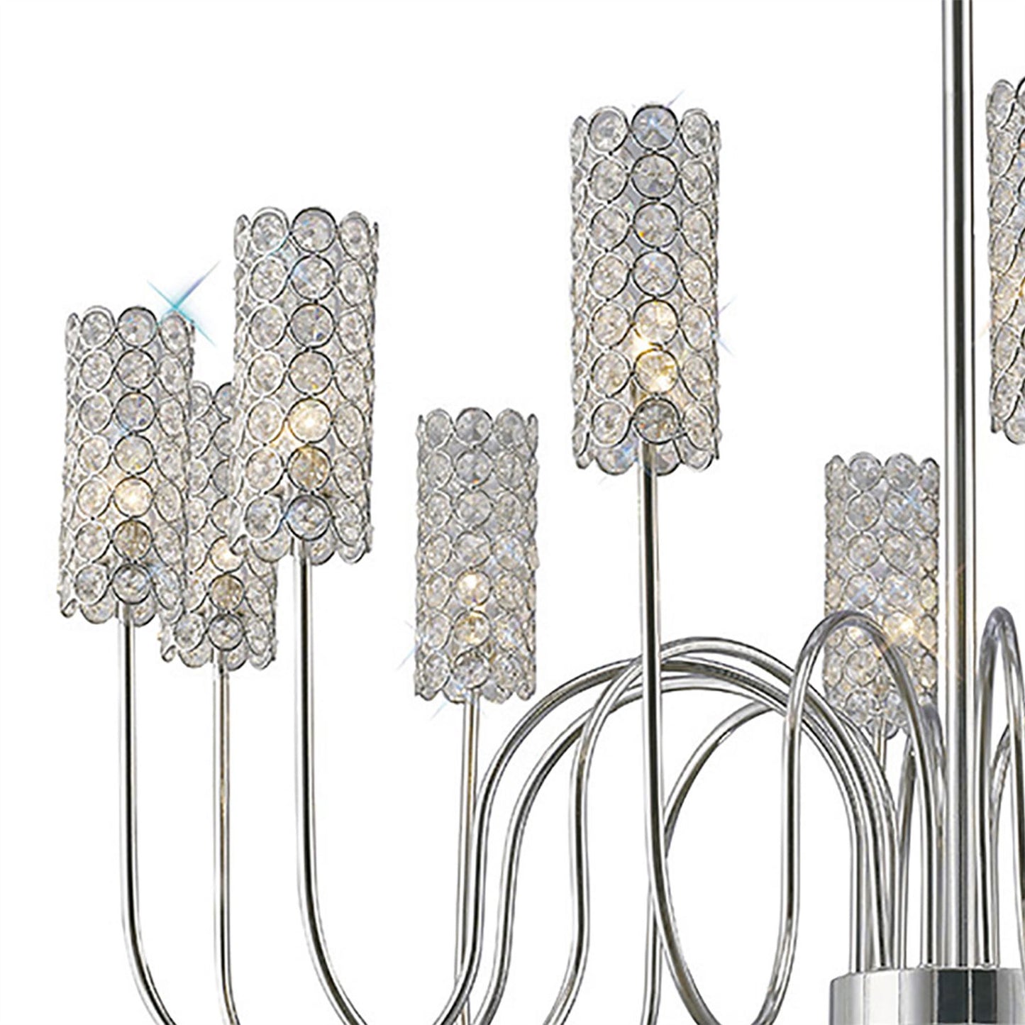 Diyas Martina 78cm  12 Light G4 Polished Chrome/Crystal, NOT LED/CFL Compatible Ceiling Pendant Light Fitting