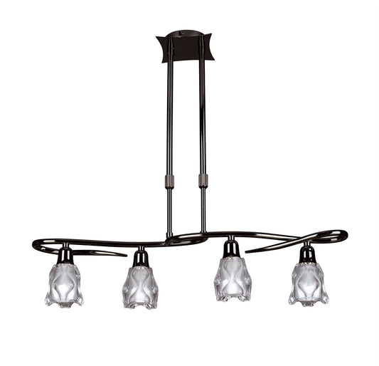Mantra Amel Telescopic 4 Light L1, SGU10 Bar, Black Chrome, CFL Lamps INCLUDED