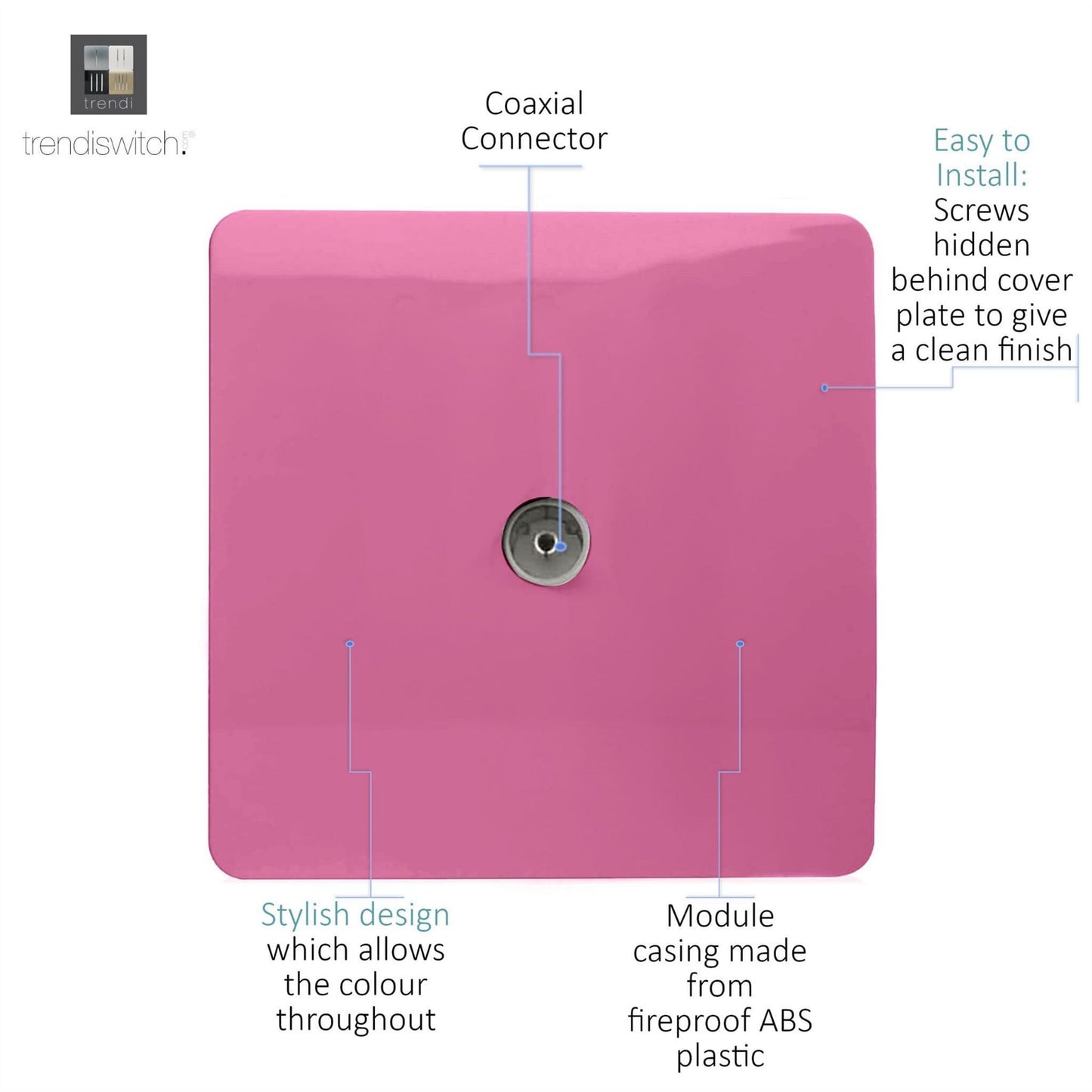 Trendi Artistic Modern Glossy Tactile TV Socket Pink