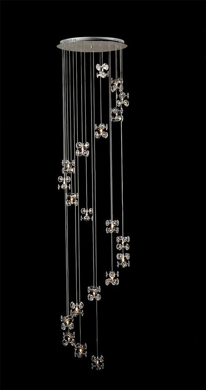 Diyas Nico 55cm  20 Light G4 Polished Chrome/Crystal Ceiling Pendant Light Fitting