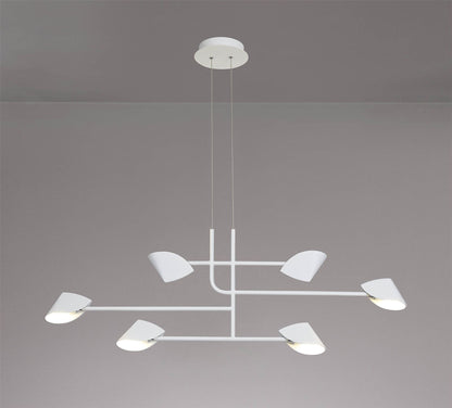 Mantra Capuccina 6 Light Linear Pendant, 45W LED, 3000K, 3100lm, White, 3yrs Warranty