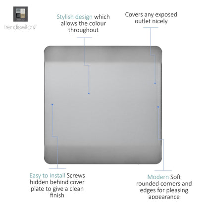 Trendi Artistic Modern Glossy Tactile Single Blanking Plate Stainless Steel