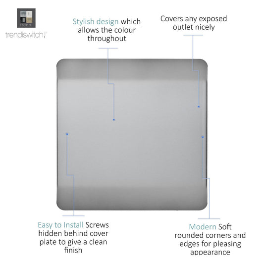 Trendi Artistic Modern Glossy Tactile Single Blanking Plate Stainless Steel