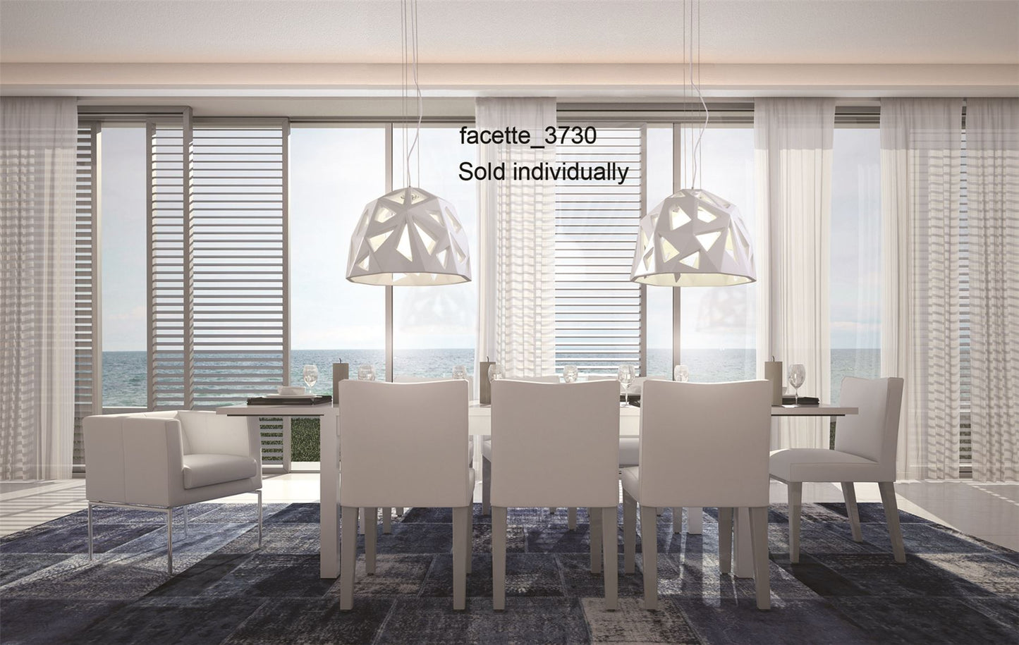 Mantra M3730 Facette Pendant 1 Light E27, Gloss White/Polished Chrome