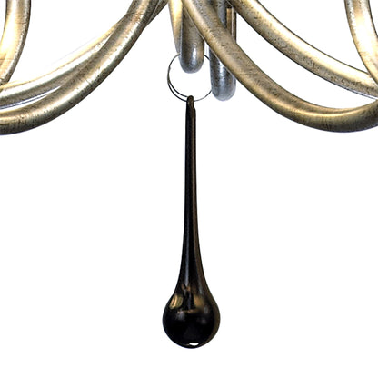 Mantra M6208 Paola Pendant 70cm Round, 5 x E14 (Max 40W), Silver Painting, Black Shades