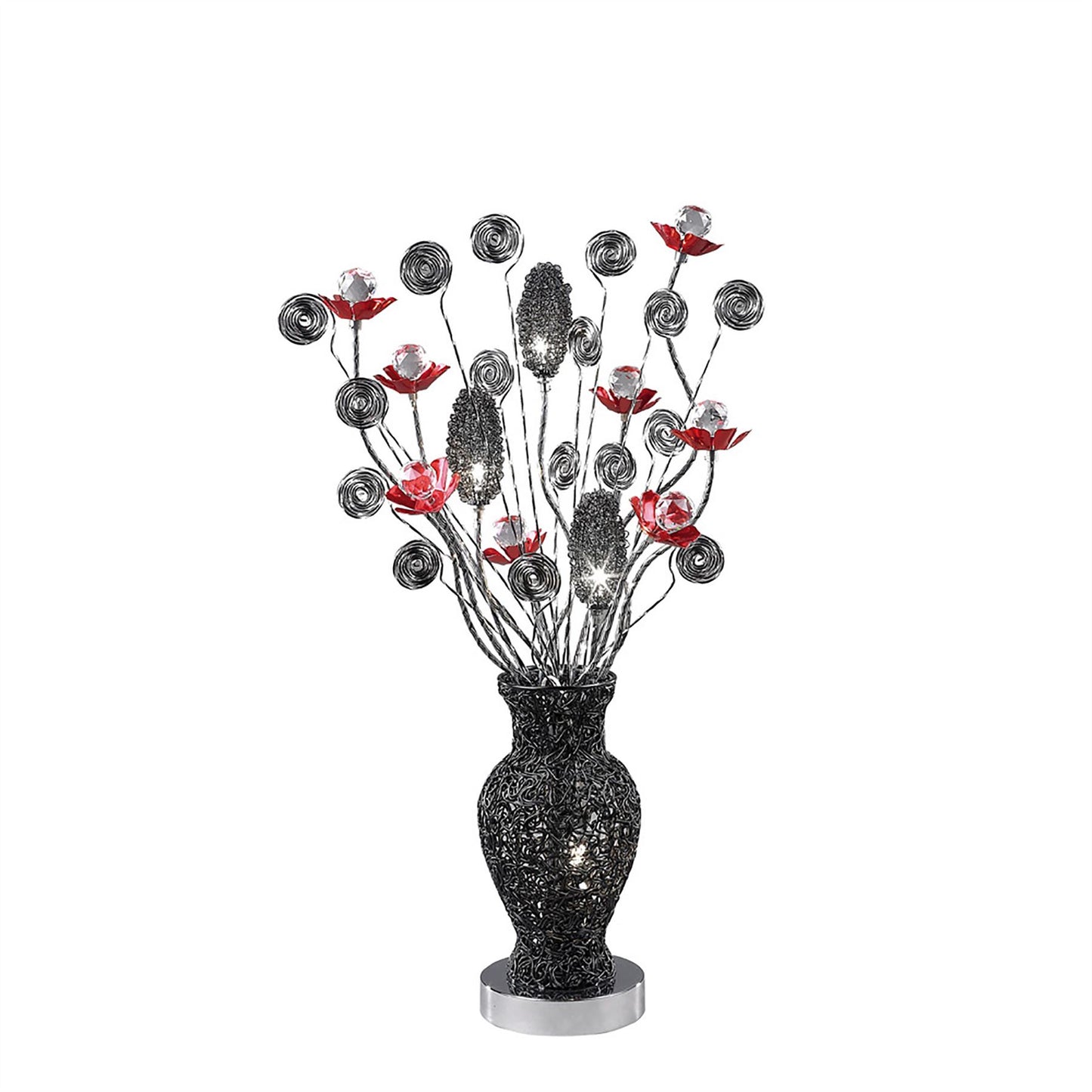 Diyas Home Nevada Aluminium (DH) Nevada Crystal Table Lamp 4 Light G4 Black/Red, NOT LED/CFL Compatible