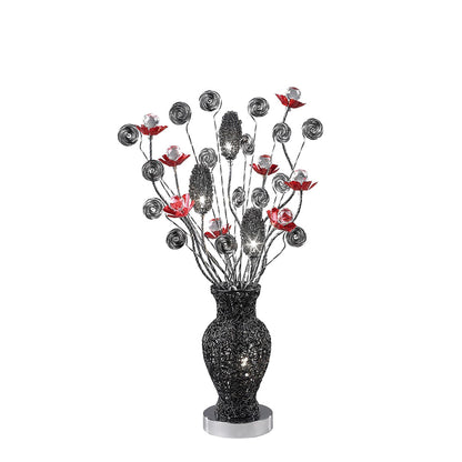 Diyas Home Nevada Aluminium (DH) Nevada Crystal Table Lamp 4 Light G4 Black/Red, NOT LED/CFL Compatible