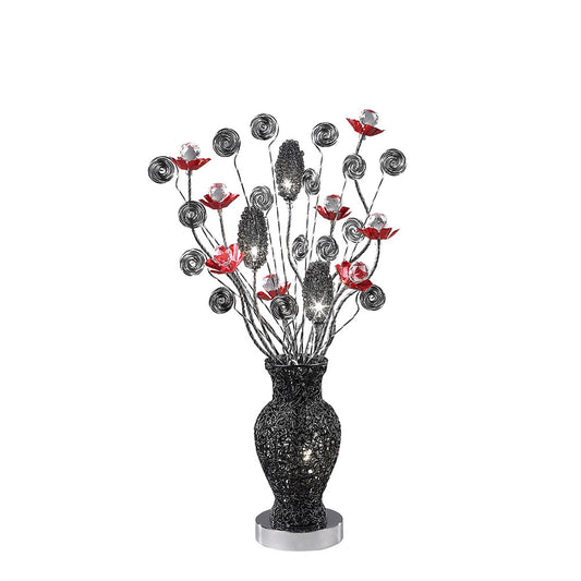 Diyas Home Nevada Aluminium (DH) Nevada Crystal Table Lamp 4 Light G4 Black/Red, NOT LED/CFL Compatible