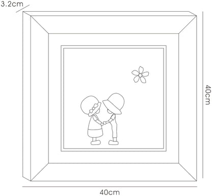 Diyas Home Crystal Wall Art (DH) Emotion Boy and Girl, Black Frame, Amber, Blue, Clear, Red Crystal Framed