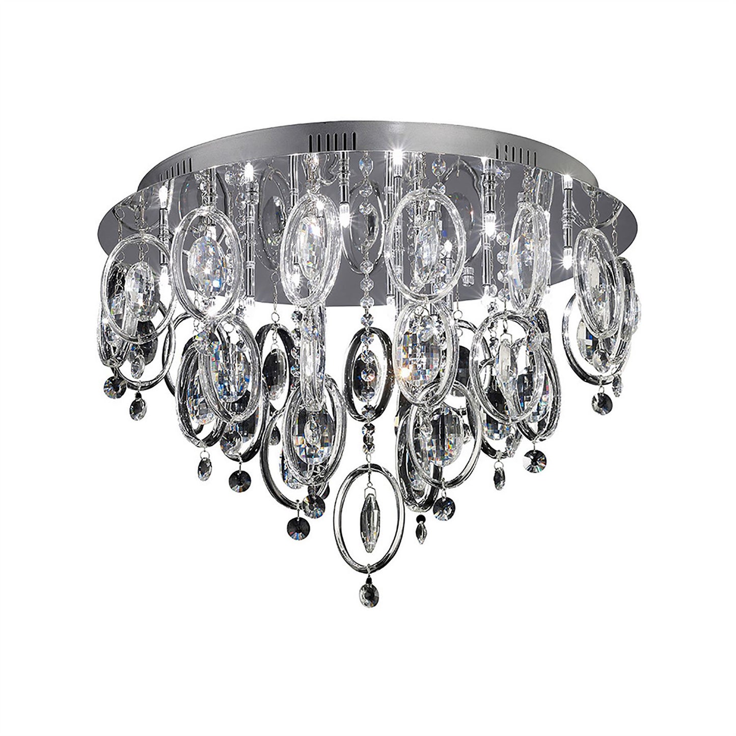 Diyas Solana 59cm  18 Light G4 Polished Chrome/Crystal, NOT LED/CFL Compatible Ceiling Light Fitting