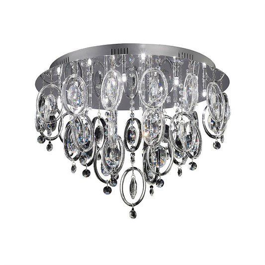 Diyas Solana 59cm  18 Light G4 Polished Chrome/Crystal, NOT LED/CFL Compatible Ceiling Light Fitting