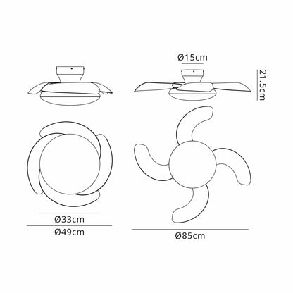 Aloha II 49cm 40W LED Dimmable Ceiling Light With Built-In 25W DC Fan, 3000-5000K Remote Control, 6400lm, Wood/White, 5yrs Warranty