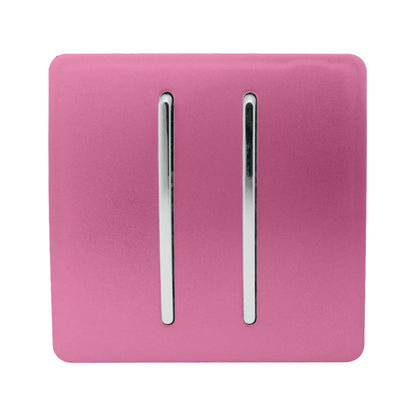 Trendi 2 Gang 3 Way Intermediate Artistic Modern Glossy 10 Amp Rocker Light Switch Pink