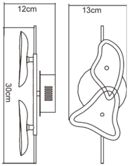 Mantra Otto Ceiling/Wall 2 Light G4 Bar, Polished Chrome/Frosted Glass/Black Glass, NOT LED/CFL Compatible