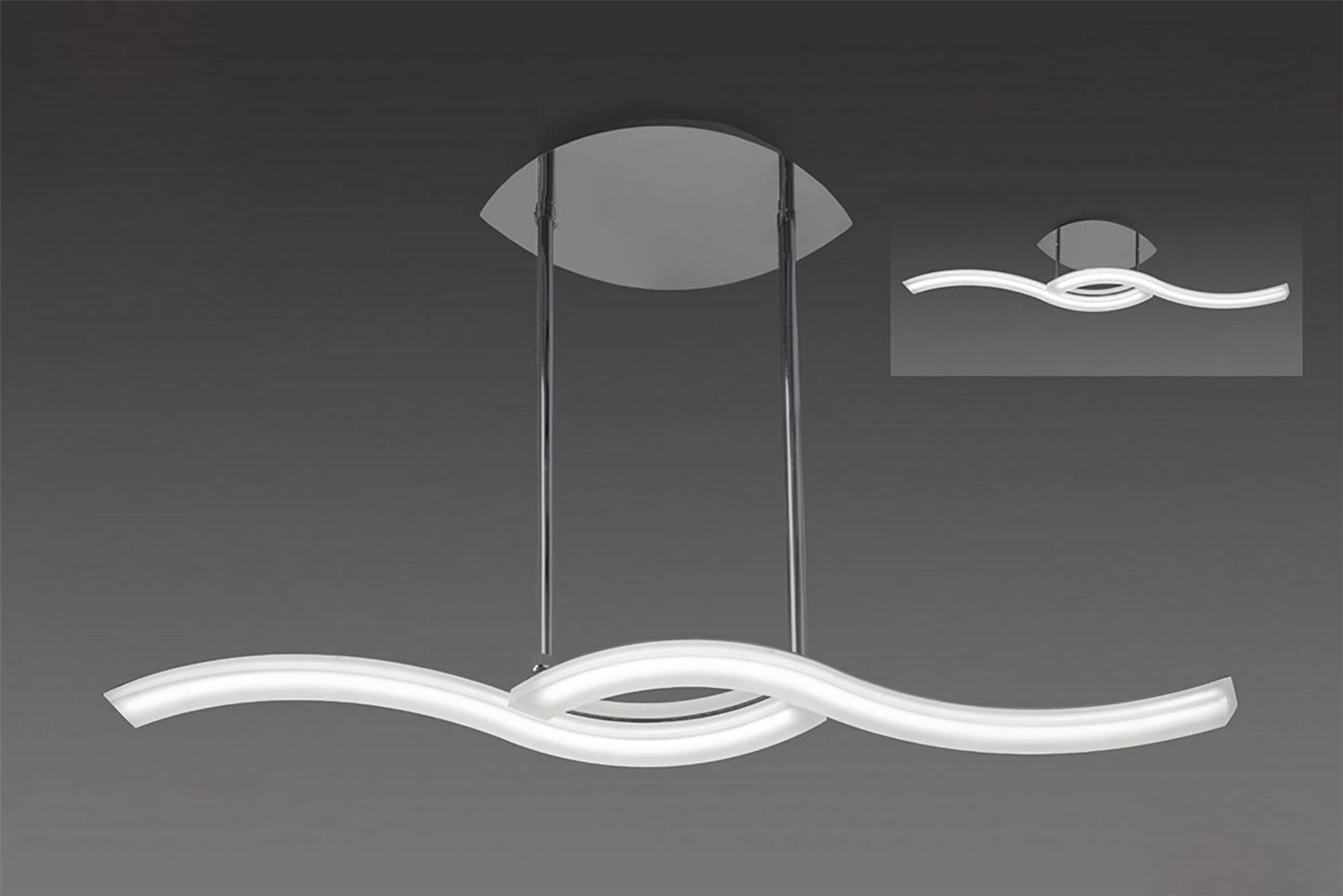 Mantra M3567 On Telescopic Semi Flush Convertible Line 28W LED 3000K, 2800lm, Polished Chrome, Frosted Acrylic, 3yrs Warranty - M3567 Ceiling