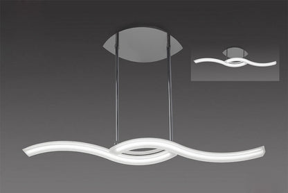 Mantra M3567 On Telescopic Semi Flush Convertible Line 28W LED 3000K, 2800lm, Polished Chrome, Frosted Acrylic, 3yrs Warranty - M3567 Ceiling